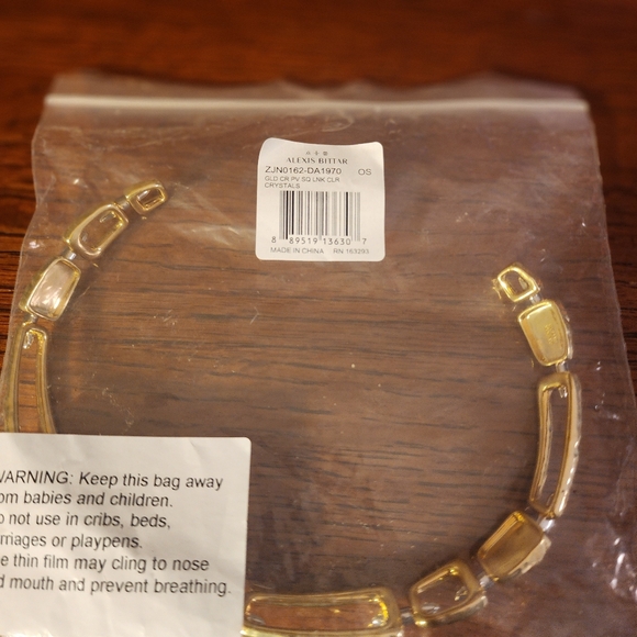 Alexis Bittar gold crystal pave square link collar necklace